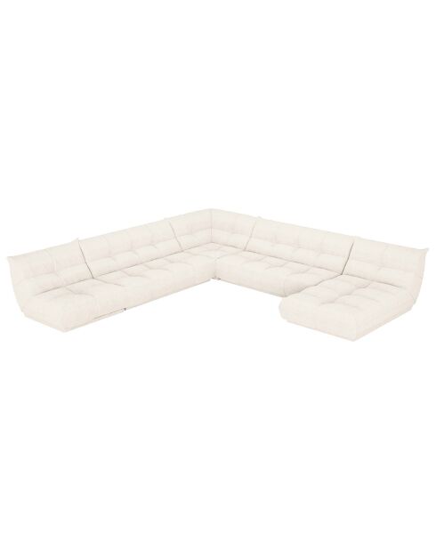 Canapé panoramique modulable XXL Cozy Tissu bouclette crème - 390x390x80 cm