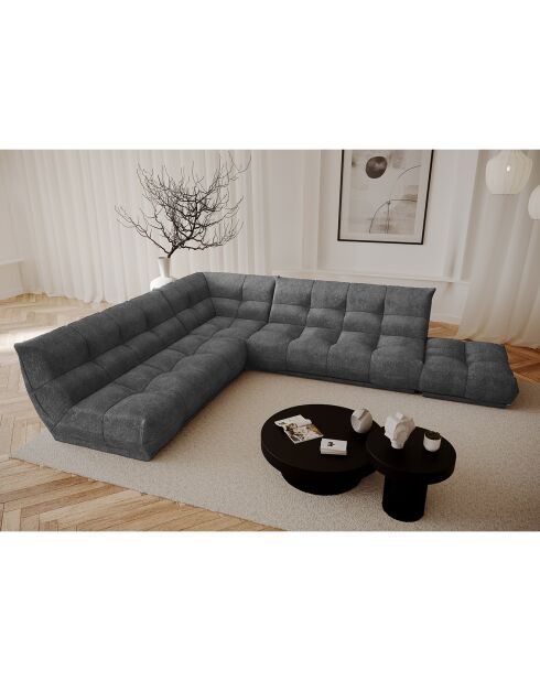 Canapé modulable XL Cozy Tissu bouclette anthracite - 285x375x80 cm