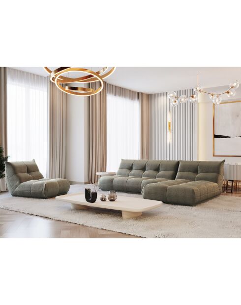 Bank in de rechter- of linkerhoek, knusse olijfgroene lusstof - 285x185x80 cm