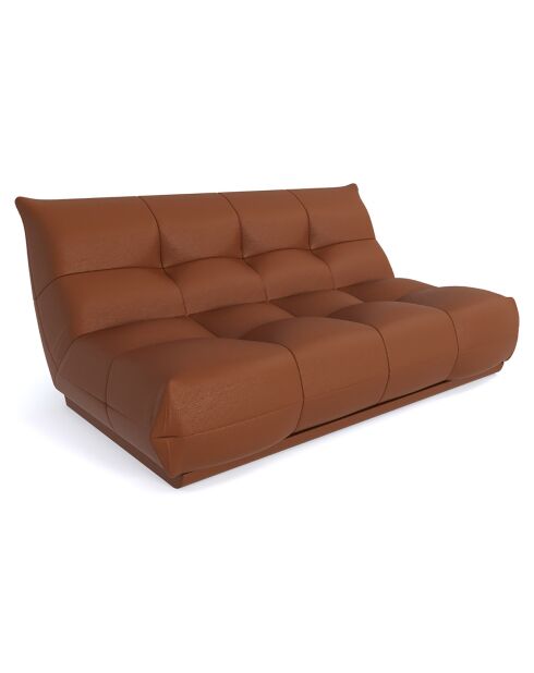 Divano accogliente a 3 posti in pelle di cammello - 180x112x80 cm