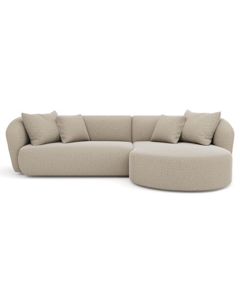 Emy rechtes Ecksofa Taupegrauer lockiger Stoff - 300x155x77 cm