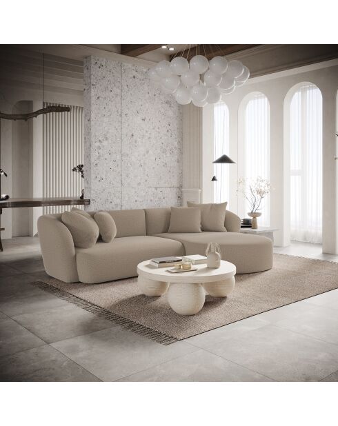 Emy rechtes Ecksofa Taupegrauer lockiger Stoff - 300x155x77 cm