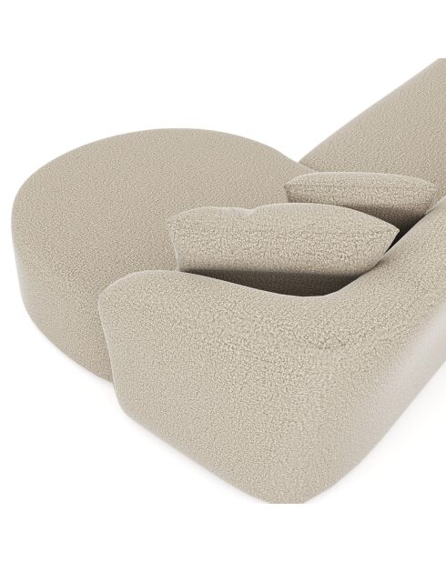 Emy rechtes Ecksofa Taupegrauer lockiger Stoff - 300x155x77 cm