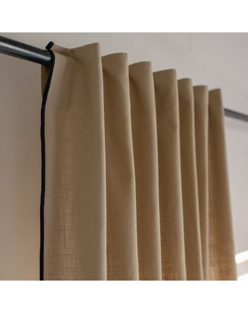 Gordijn met ruches Jules naturel/zwart - 140x260 cm