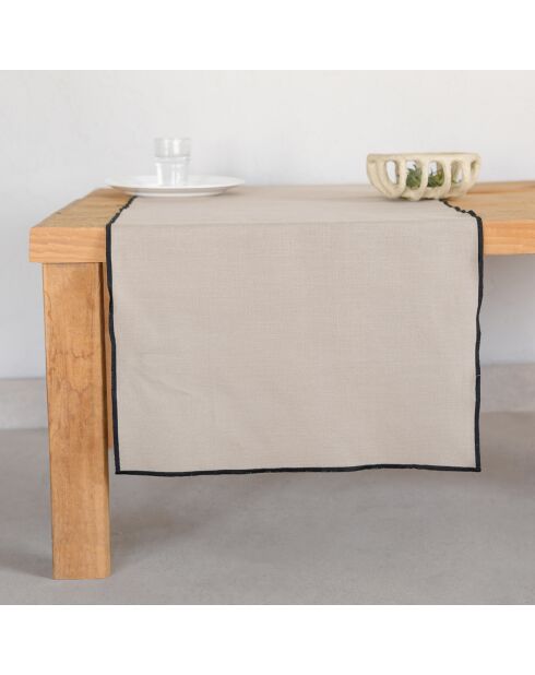 Chemin de table Jules naturel/noir - 50x150 cm