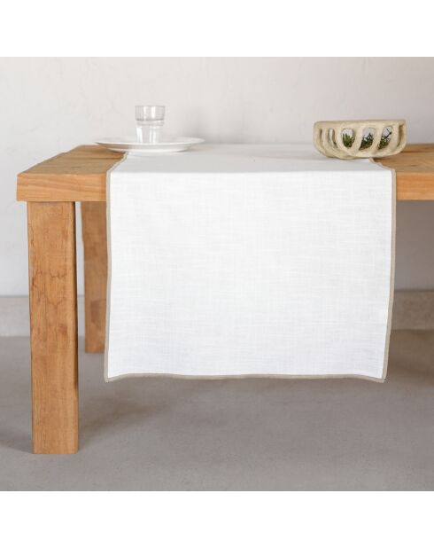 Chemin de table Jules blanc/sable - 50x150 cm