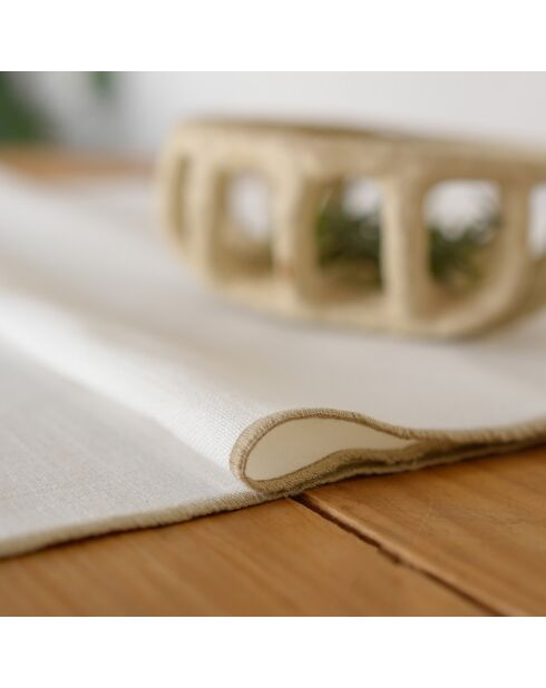 Chemin de table Jules blanc/sable - 50x150 cm