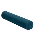 Drap housse en percale de coton lavé bonnet 30 cm bleu imperial
