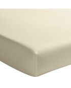 Drap housse en percale de coton lavé bonnet 30 cm ecru naturel