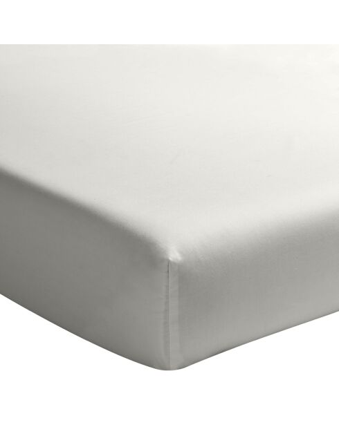 Drap housse en percale de coton lavé bonnet 30 cm gris perle