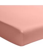 Drap housse en percale de coton lavé bonnet 30 cm rose poudré