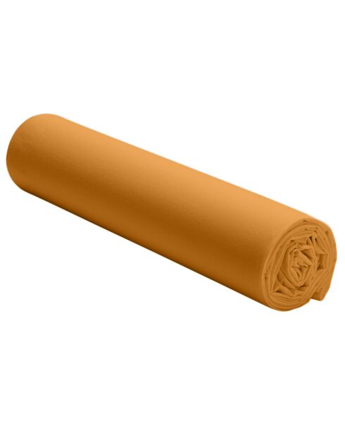 Hoeslaken in perkal van gewassen katoen, 30 cm, saffraanmuts