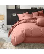 Housse de couette en percale de coton lavé rose poudré