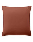 Taie d'oreiller avec volant en percale de coton lavé terracotta