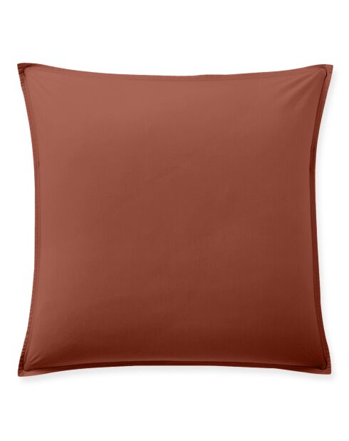 Taie d'oreiller avec volant en percale de coton lavé terracotta