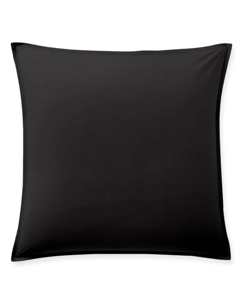Taie d'oreiller avec volant en percale de coton lavé noir minuit