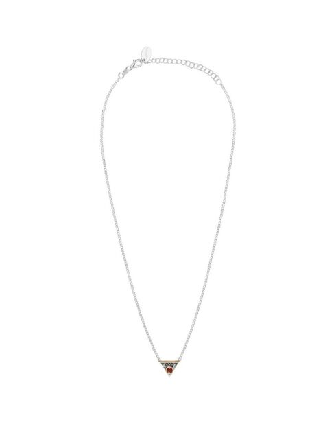 Collier en Argent, Laiton & Sillimanite teintée rouge