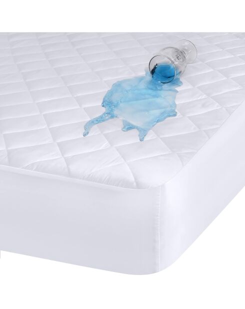 Protège-matelas bouclette matelassé respirant & imperméable blanc