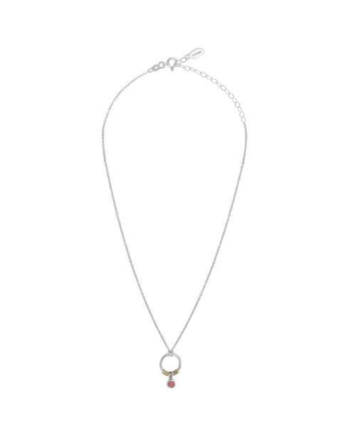Collier en Argent, Laiton & Opale rose