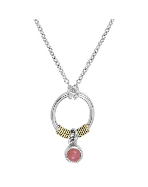 Collier en Argent, Laiton & Opale rose
