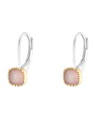 Boucles d'oreilles en Argent, Laiton & Calcédoine rose