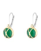 Boucles d'oreilles en Argent, Laiton & Onyx vert