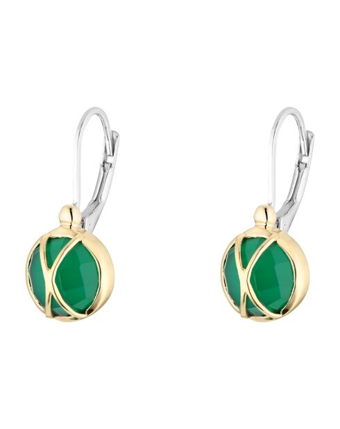 Boucles d'oreilles en Argent, Laiton & Onyx vert