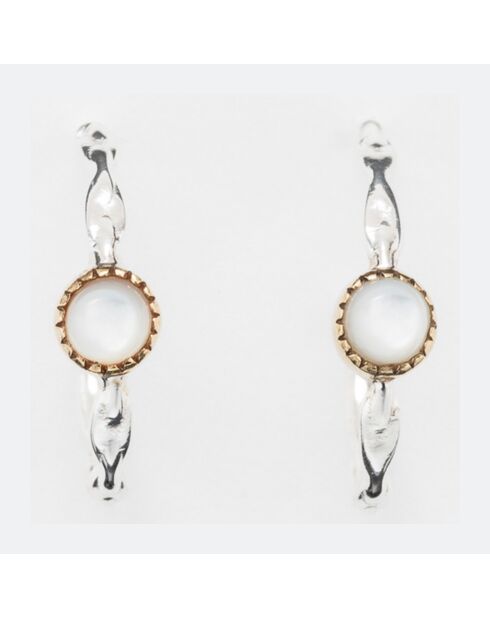 Boucles d'oreilles en Argent, Laiton & Nacre blanche