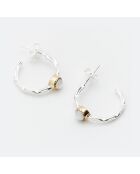 Boucles d'oreilles en Argent, Laiton & Nacre blanche