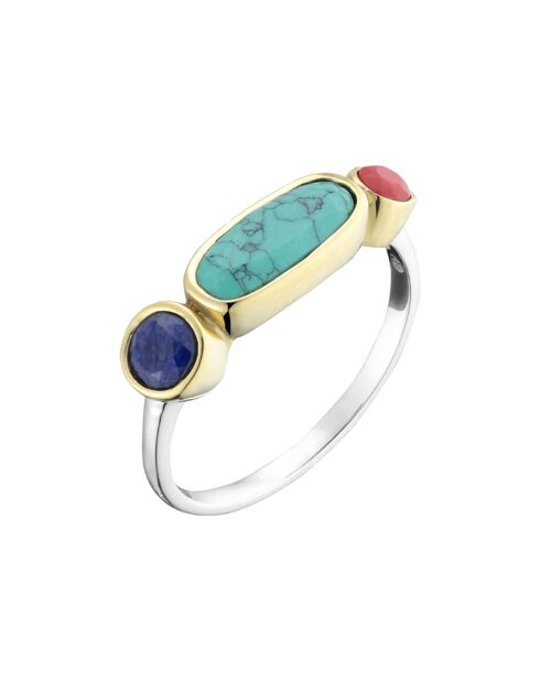Bague en Argent, Laiton & Mix Pierres