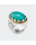 Bague en Argent, Laiton & Amazonite