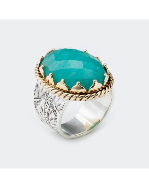 Bague en Argent, Laiton & Amazonite