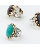 Bague en Argent, Laiton & Amazonite