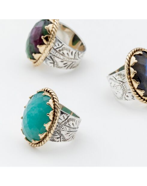 Bague en Argent, Laiton & Amazonite