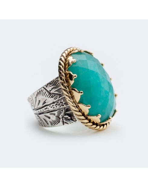 Bague en Argent, Laiton & Amazonite