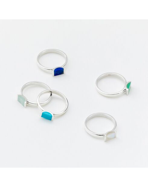 Bague en Argent & Calcédoine verte