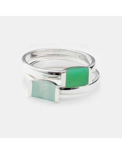 Bague en Argent & Calcédoine verte