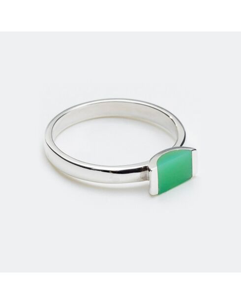 Bague en Argent & Calcédoine verte