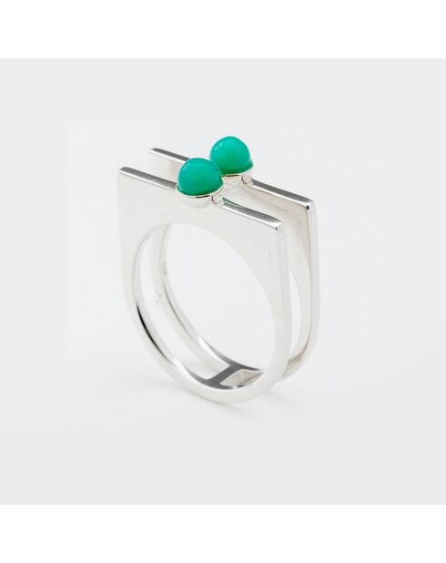 Bague en Argent & Calcédoine verte