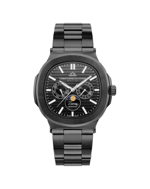 Montre Homme Quartz en Acier L'Envie Moonphase noire
