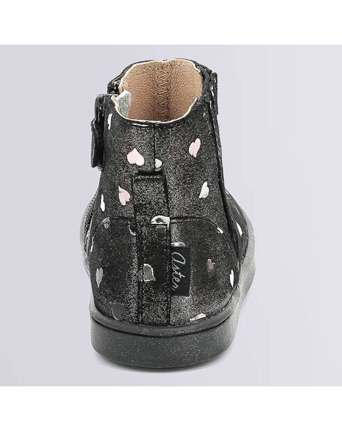 Boots en Cuir Welsea noir coeurs