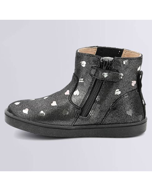Boots en Cuir Welsea noir coeurs
