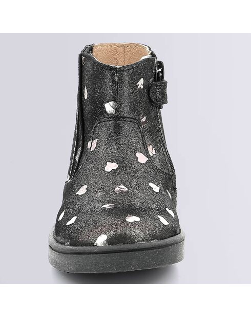 Boots en Cuir Welsea noir coeurs