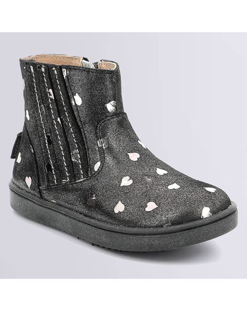 Boots en Cuir Welsea noir coeurs