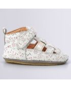Salomés en Cuir Layame blanc floral
