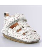 Salomés en Cuir Layame blanc floral