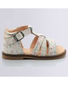 Sandales en Cuir Nahine blanc floral