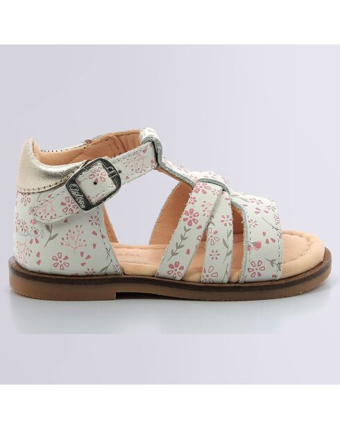 Sandales en Cuir Nahine blanc floral
