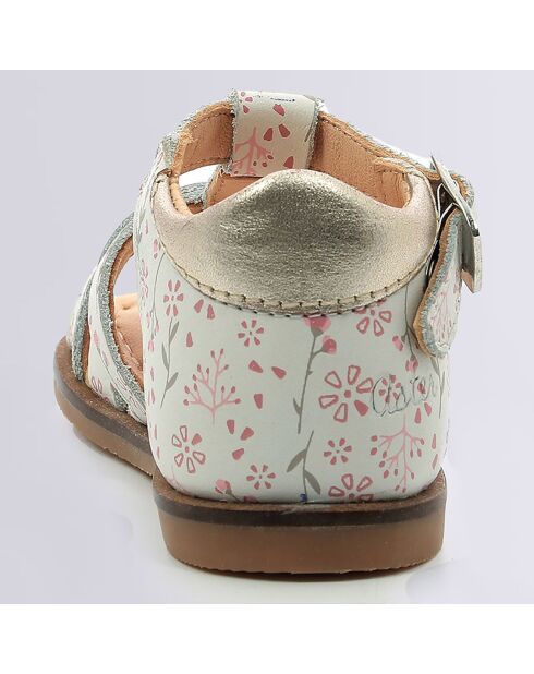Sandales en Cuir Nahine blanc floral