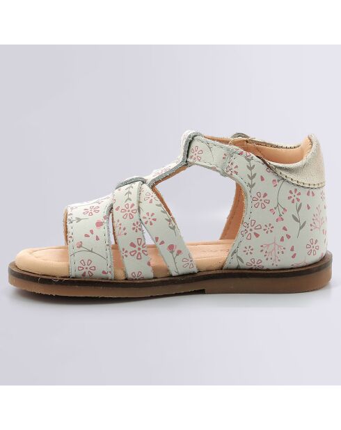 Sandales en Cuir Nahine blanc floral